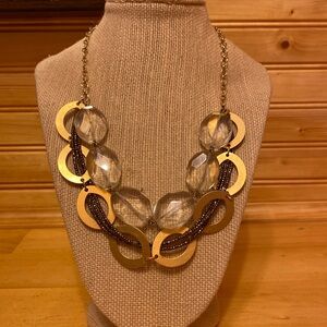 David Aubrey Multistrand Necklace Glass Gold Tone Link Copper Seed Beads